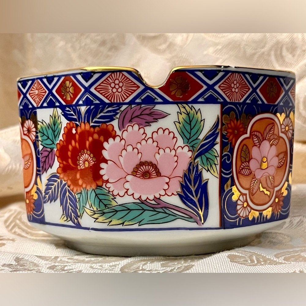 VTG Japanese Mino Ware Hexagon Footed Bowl Imari Style Keizan 5” Floral Planter